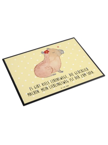 Mr. & Mrs. Panda Schreibauflage Capybara Blume mit Spruch in Gelb Pastell