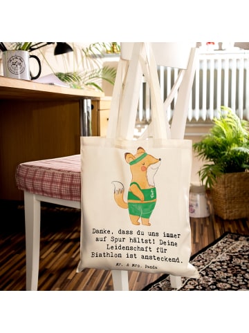 Mr. & Mrs. Panda Schultasche Biathlon Trainerin mit Spruch in Creme