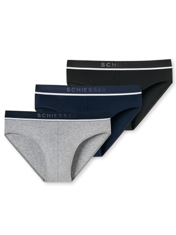 Schiesser Slips 3er Pack in Schwarz, Navy und Grau melange