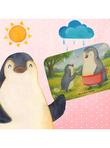 Mr. & Mrs. Panda Badematte Pinguin mit Kind Design ohne Spruch in Weiß