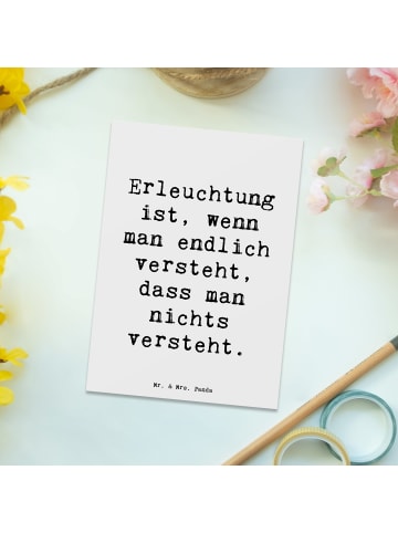 Mr. & Mrs. Panda Postkarte Spruch Erleuchtung Weisheit mit Spruch in Weiß