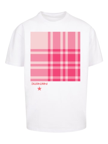 F4NT4STIC Heavy Oversize T-Shirt Karo Pink in weiß