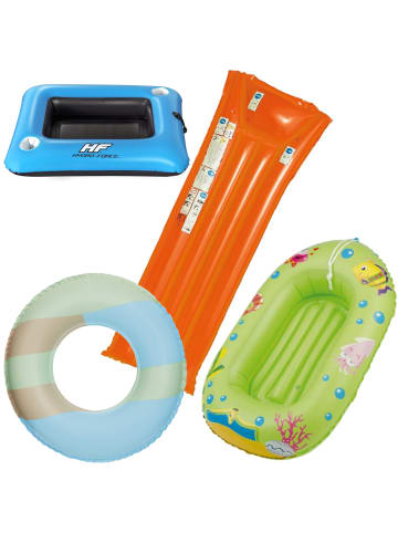 Happy People Kinderbade-Set (Schwimmring, Boot, Luftmatratze) + Cooler Float in mehrfarbig