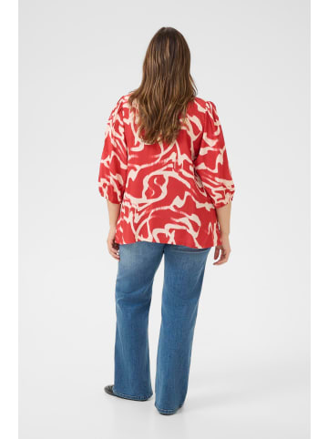 KAFFE curve Bluse kurzarm KCmaren Regular fit in True Red/Nature Graphic