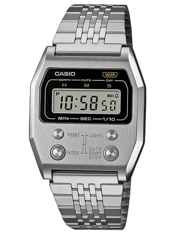 Casio Vintage Armbanduhr Digital Stahl Anthrazit / Silber