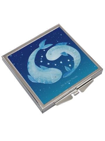Mr. & Mrs. Panda Handtaschenspiegel quadratisch Sternzeichen Fis... in Sternenhimmel Blau
