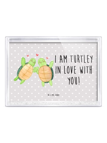 Mr. & Mrs. Panda Bilderrahmen Schildkröten Paar mit Spruch in Grau Pastell