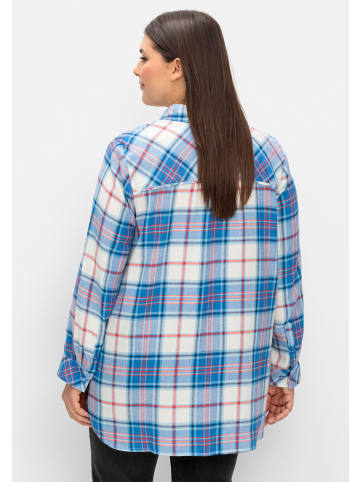 sheego Flanellbluse in offwhite-kariert
