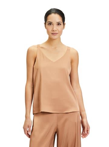 Vera Mont Satin-Bluse mit V-Ausschnitt in Golden Cinnamon