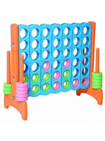 relaxdays Vier Gewinnt in Hellblau/ Orange - (B)120 x (H)110 x (T)55 cm