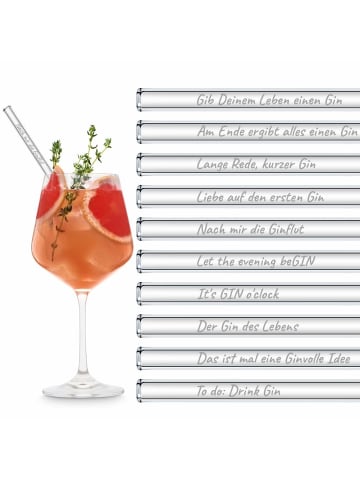 HÅLM 20er Set Trinkhalm: "Gin Edition Party Set" Glas-Strohhalme in Transparent