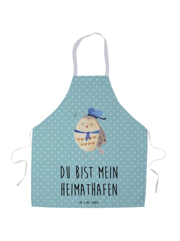 Mr. & Mrs. Panda Vorbinder Eule Matrose mit Spruch in Türkis Pastell