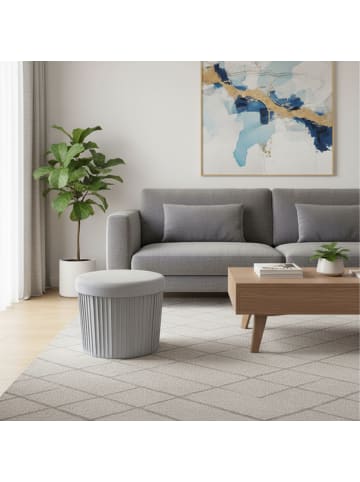 relaxdays Hocker in Hellgrau - (H)38 x Ø 38 cm