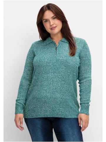 sheego Pullover in petrol meliert