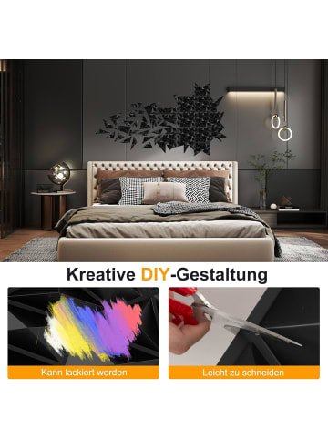 COSTWAY 40 Stück 3D Wandpaneele Diamant 50x50cm in Schwarz