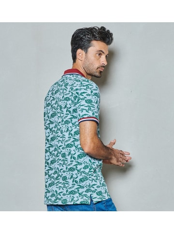 Twinlife Polo-Shirt allover print floral in Grün blau