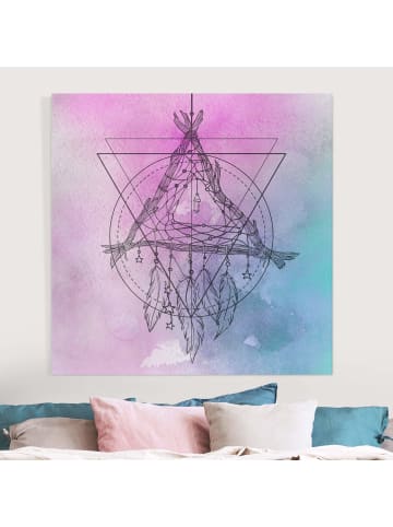 WALLART Leinwandbild - Boho Traumfänger Aquarell in Violett