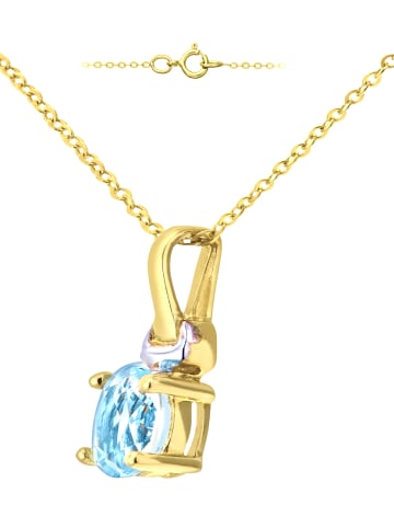Diamant L'éternel Halskette mit Anhänger aus 375 Gelbgold mit Zirkonia mit Aquamarin