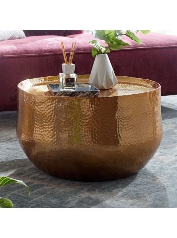 KADIMA DESIGN Couchtisch Aluminium 60x60x35 cm Wohnzimmertisch Hammerschlag in Gold