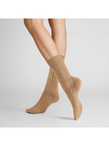 Hudson Socken Winter Plait weich in Beigemel.