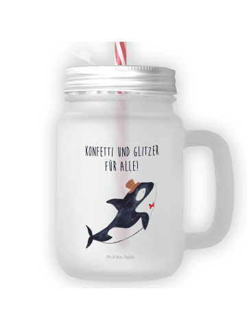 Mr. & Mrs. Panda Blümchentailglas Orca Zylinder mit Spruch in Transparent