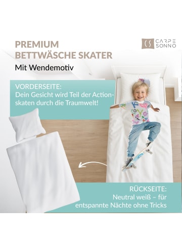 Carpe Sonno Kinderbettwäsche 135x200 Skater in weiß