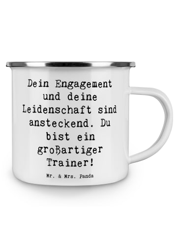 Mr. & Mrs. Panda Emaille Tasse Spruch Großartiger Trainer mit Sp... in Weiß
