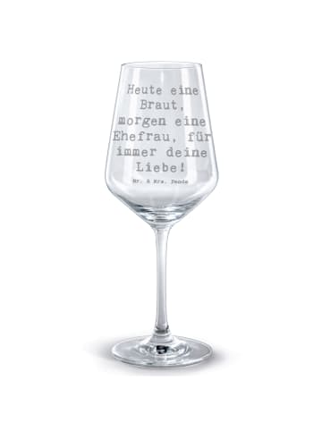 Mr. & Mrs. Panda Burgunderglas Spruch Braut Liebe mit Spruch in Transparent