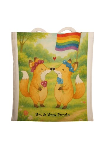 Mr. & Mrs. Panda Jutebeutel Füchse Lesbian Pride Design ohne Spruch in Weiß