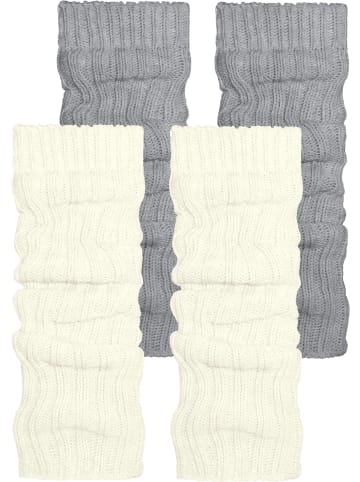 normani 2 Paar Strickstulpen mit wärmender Alpakawolle in Wollweiß/Hellgrau