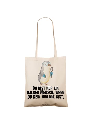 Mr. & Mrs. Panda Strandtasche Biologe Herz mit Spruch in Creme