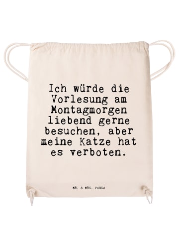 Mr. & Mrs. Panda Gym-Rucksack Ich würde die Vorlesung... mit Spruch in Creme