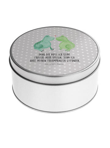 Mr. & Mrs. Panda Keksdose Frosch Liebe mit Spruch in Grau Pastell