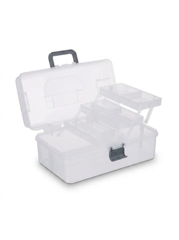 relaxdays Aufbewahrungsbox in Transparent/ Grau - (B)33 x (H)14,5 x(T)19 cm