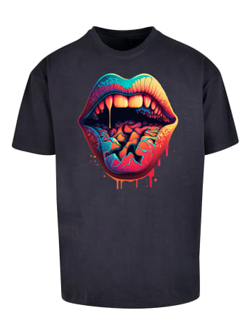 F4NT4STIC Heavy Oversize T-Shirt Drooling Lips OVERSIZE TEE in marineblau