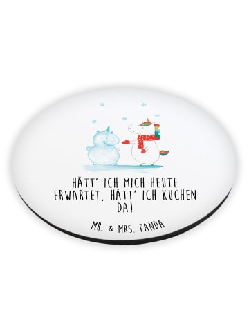 Mr. & Mrs. Panda Kühlschrankmagnet Einhorn Schneemann mit Spruch in Weiß