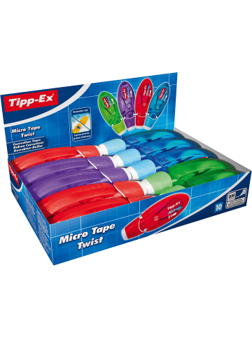 Bic Korrekturroller Micro Tape Twist in 4 Farben, 8m x 5 mm, 10er Pack