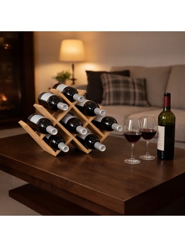 relaxdays Weinregal in Natur - (B)42,5 x (H)29 x (T)10 cm