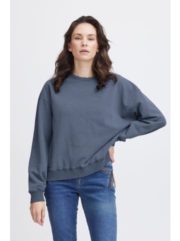 PULZ Jeans Rundhalspullover PZMALLIE LS Sweatshirt 50207889 cooles Sweatshirt mit Strasssteinen in Blau