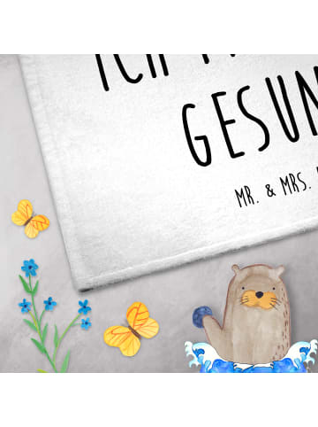 Mr. & Mrs. Panda Gästehandtuch Einhorn Krankenschwester mit Spruch in Weiß