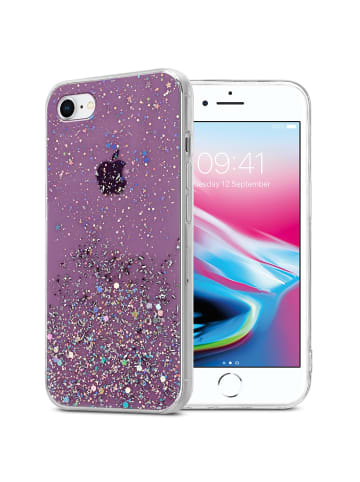 cadorabo Hülle für Apple iPhone 7 / 7S / 8 / SE 2020 Glitter in Lila mit Glitter