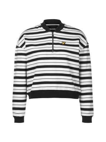 Lyle & Scott Sweatshirt Stripe Bomber in schwarz / weiß