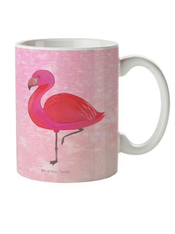 Mr. & Mrs. Panda Kindertasse Flamingo Classic ohne Spruch in Aquarell Pink