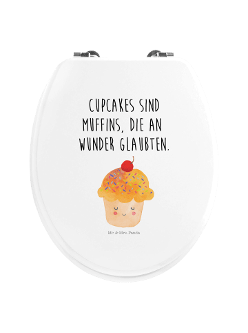 Mr. & Mrs. Panda Motiv WC Sitz Cupcake mit Spruch in Weiß