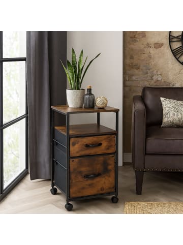 relaxdays Rollcontainer in Braun/ Schwarz - (B)40 x (H)68 x (T)40 cm