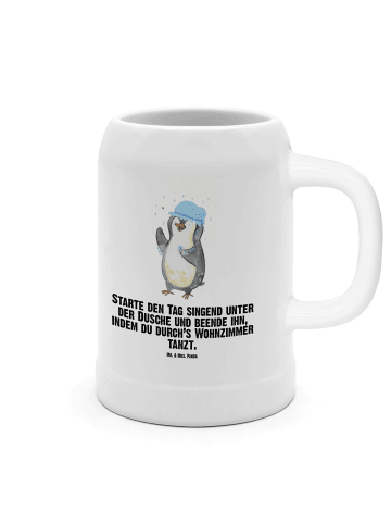 Mr. & Mrs. Panda Bierkrug Pinguin Duschen mit Spruch in Weiß