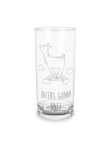 Mr. & Mrs. Panda Wasserglas Lama Regenbogen mit Spruch in Transparent