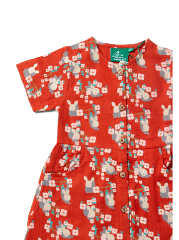 Little Green Radicals Kurzärmeliges Kleid mit Knopfleiste in Rot