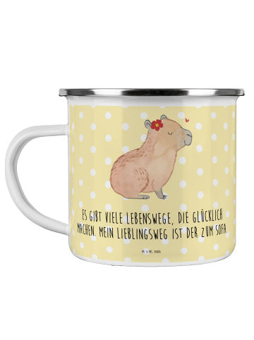 Mr. & Mrs. Panda Kaffeetasse Capybara Blume mit Spruch in Gelb Pastell