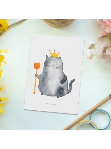 Mr. & Mrs. Panda Postkarte Katze König ohne Spruch in Weiß